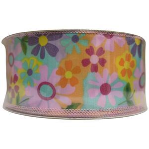 Member's Mark Premium Wired Edge Spring Ribbon, 2.5"x50Yds - Multi Flowers